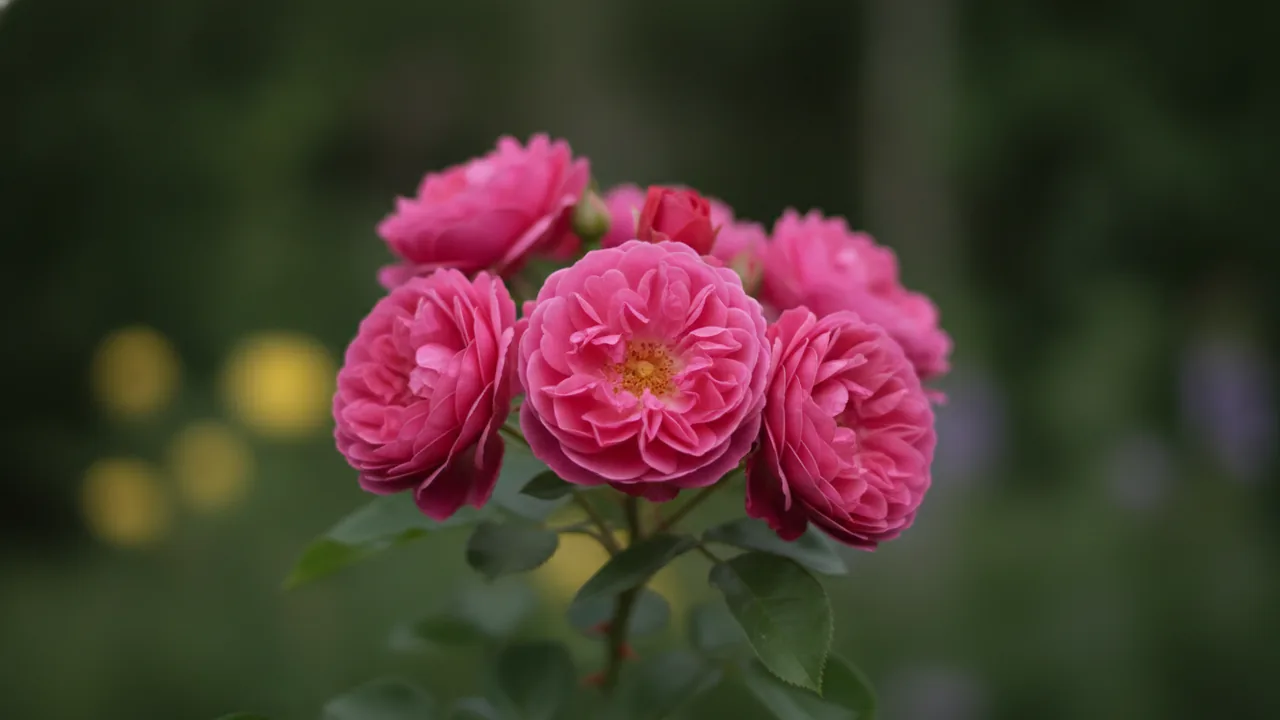Princess Alexandra of Kent (Rosa 'Ausmerchant') - pink flowers, illustrated plant card