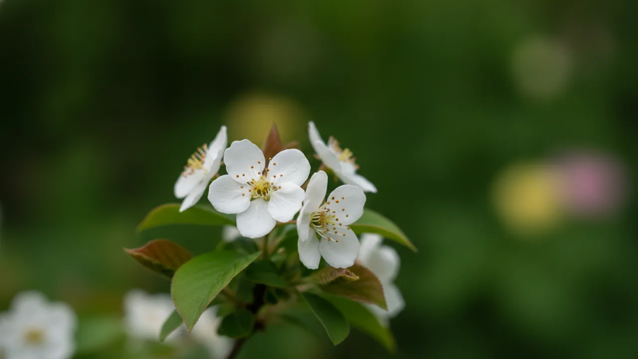 Princess Diana Serviceberry (Amelanchier × grandiflora 'Princess Diana') - white flowers, illustrated plant card