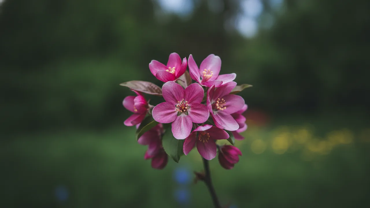 Profusion (Malus 'Profusion') - pink flowers, illustrated plant card