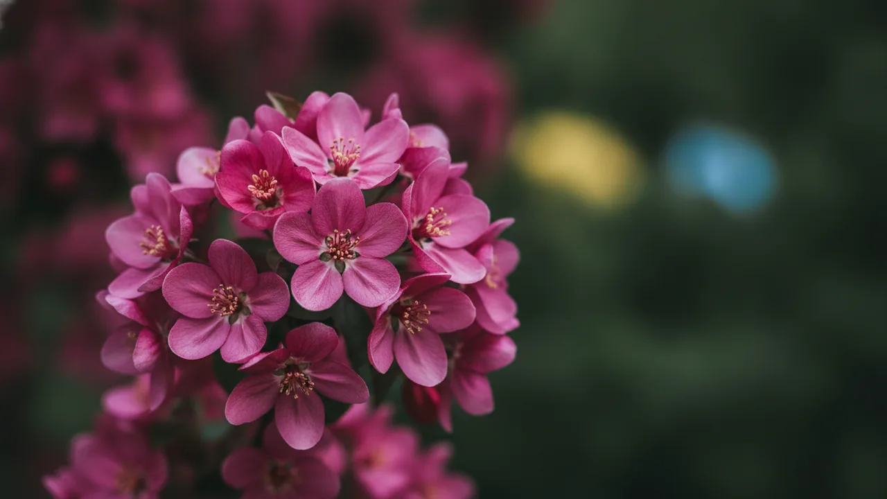 Purple Prince (Malus 'Purple Prince') - pink flowers, illustrated plant card