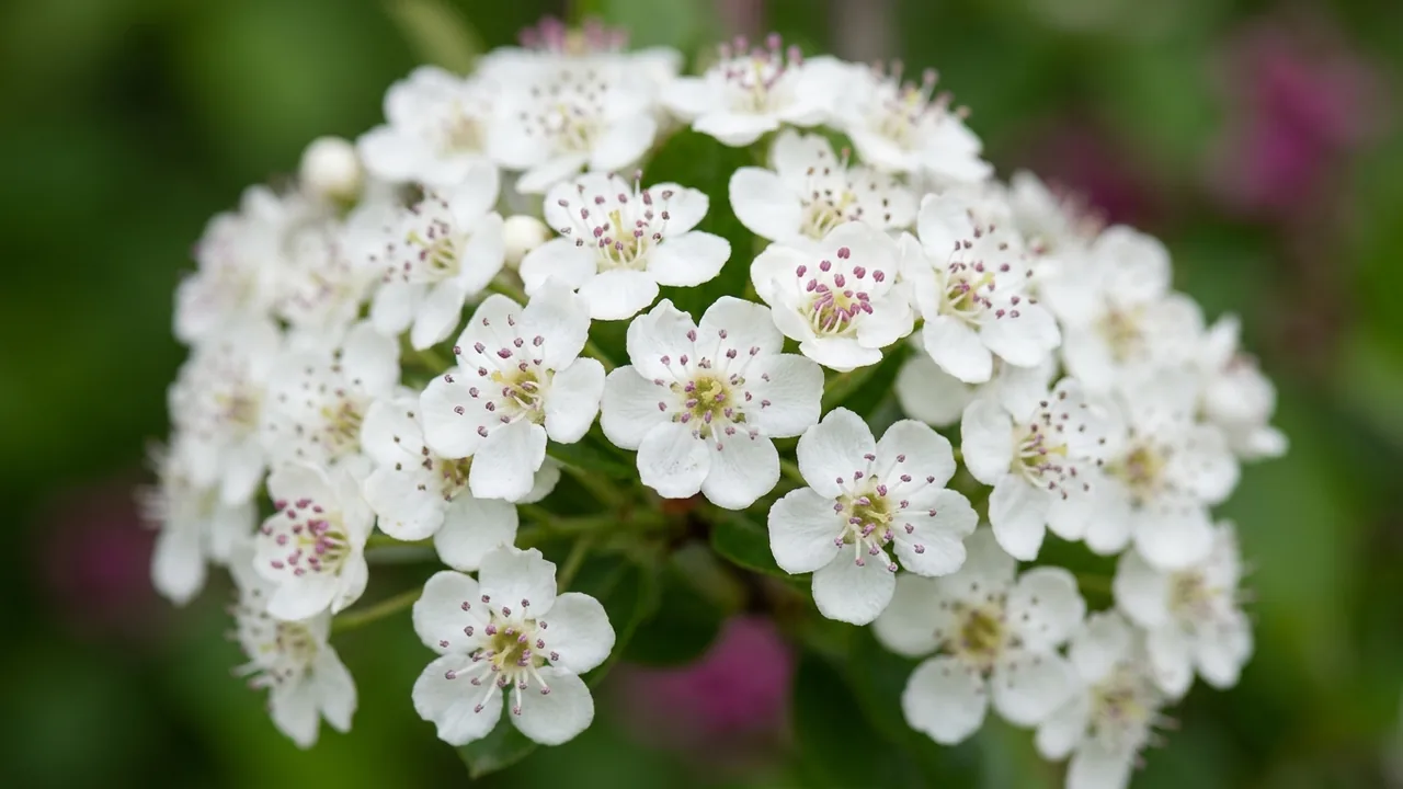 Red Chokeberry (Aronia arbutifolia) - white flowers, illustrated plant card