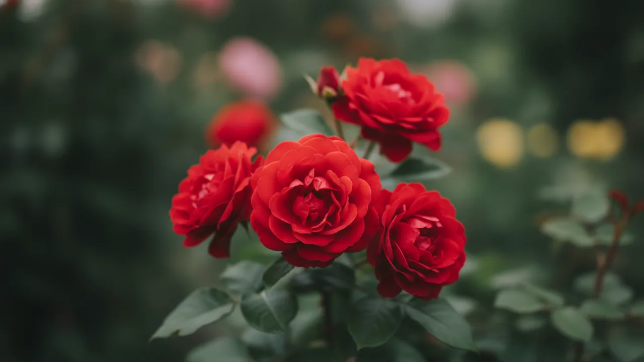 Red Eden (Rosa 'Meidrason') - red flowers, illustrated plant card