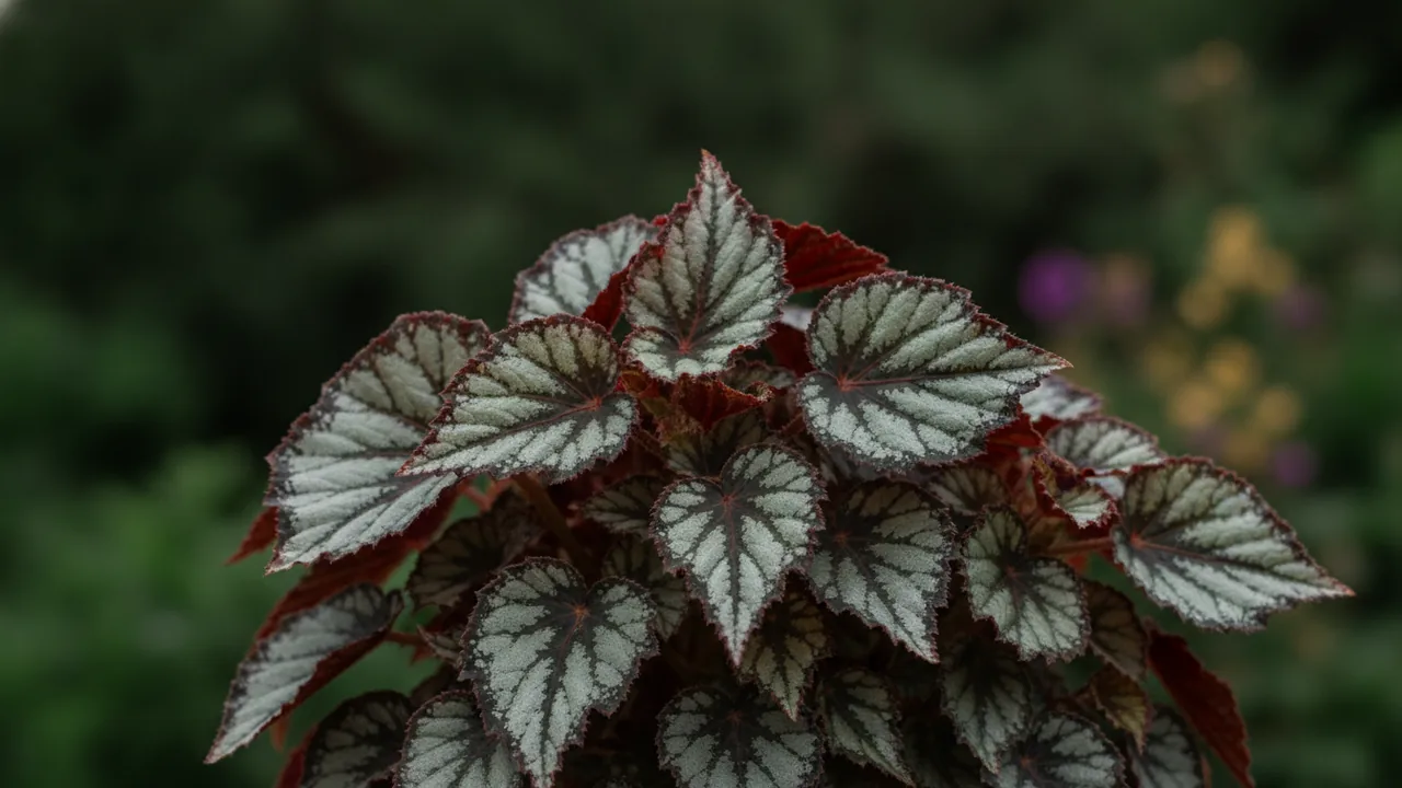 Fireworks Rex Begonia (Begonia rex 'Fireworks') - foliage plant, illustrated plant card