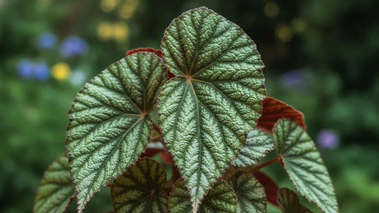 Rex Begonia (Begonia rex) - foliage plant, illustrated plant card