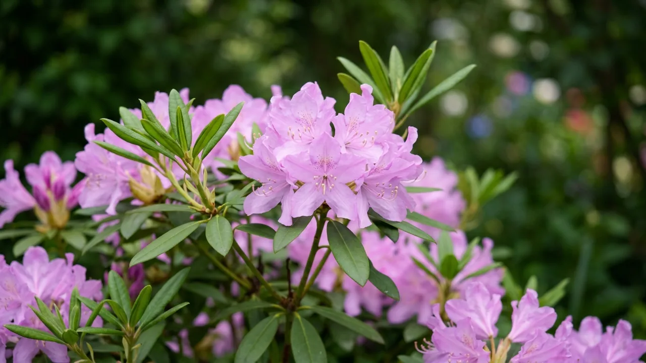 Aglo Rhododendron (Rhododendron 'Weston's Aglo') - pink flowers, illustrated plant card