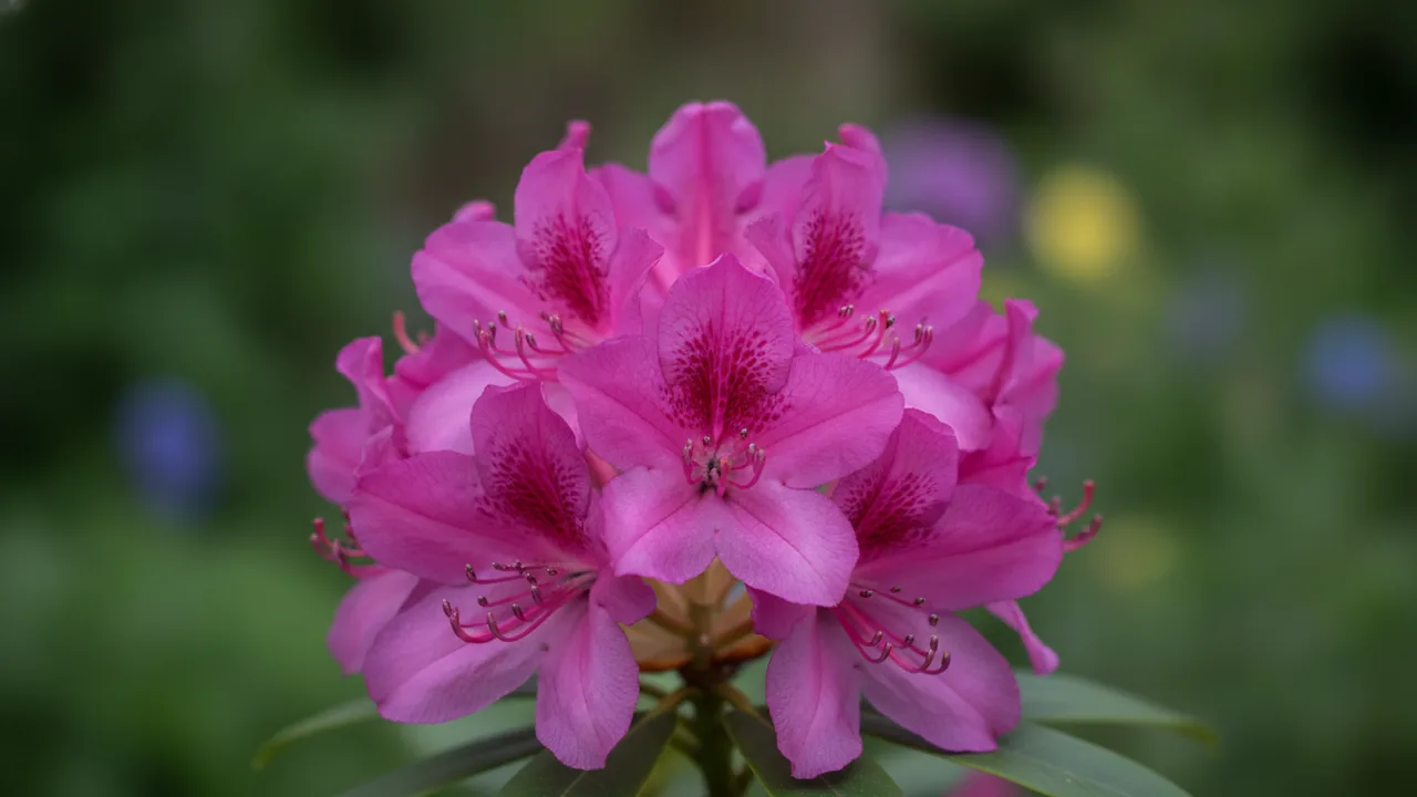 Anah Kruschke (Rhododendron 'Anah Kruschke') - purple flowers, illustrated plant card