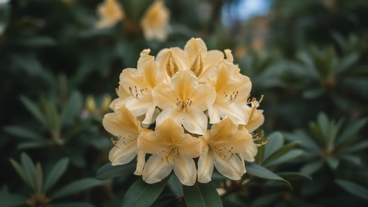 Capistrano (Rhododendron 'Capistrano') - yellow flowers, illustrated plant card