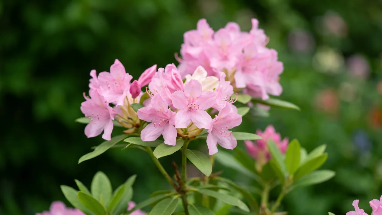 Dandy Man Color Wheel Rhododendron (Rhododendron 'NCRX1') - pink flowers, illustrated plant card