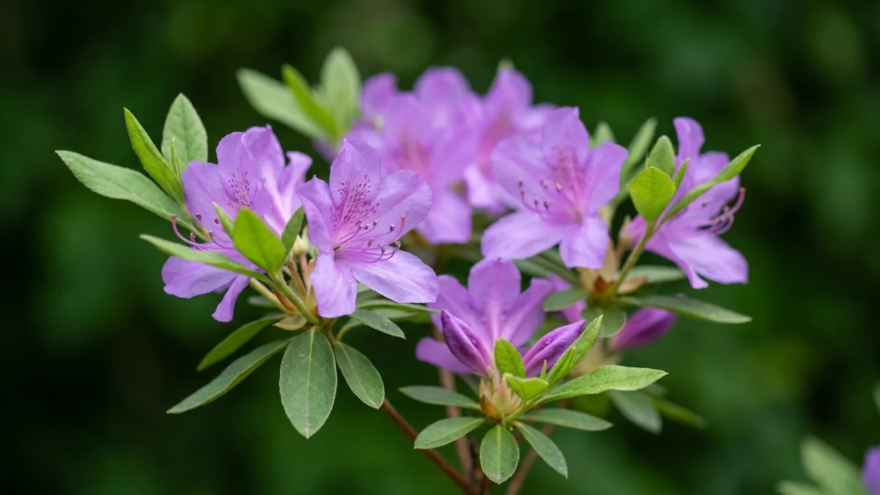 Dandy Man Purple Rhododendron (Rhododendron 'LavJ2011') - purple flowers, illustrated plant card