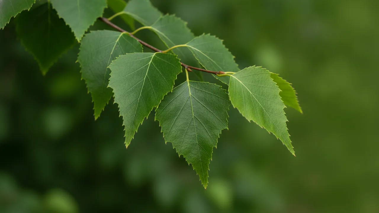 River Birch (Betula nigra) - foliage plant, illustrated plant card