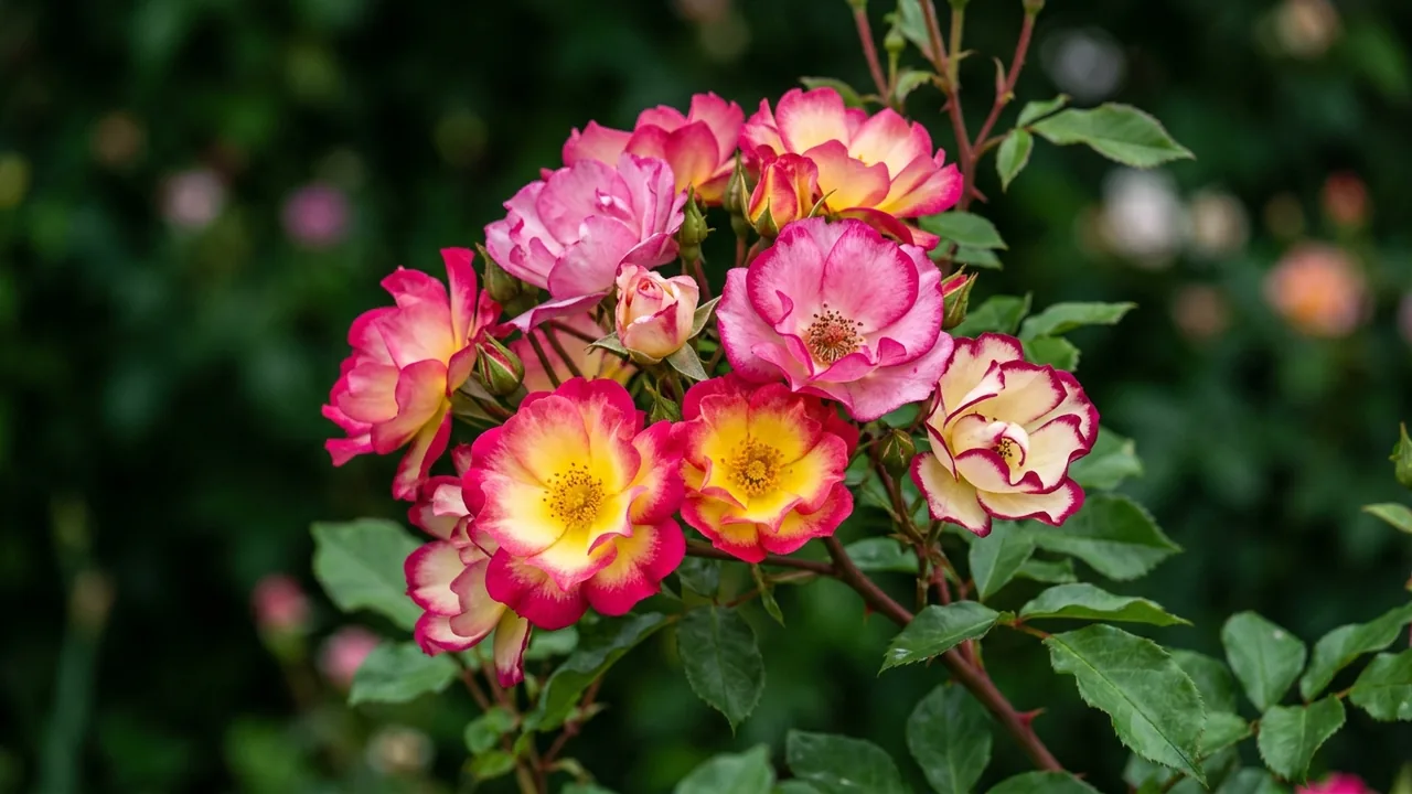 Campfire Rose (Rosa 'CA 29') - pink flowers, illustrated plant card