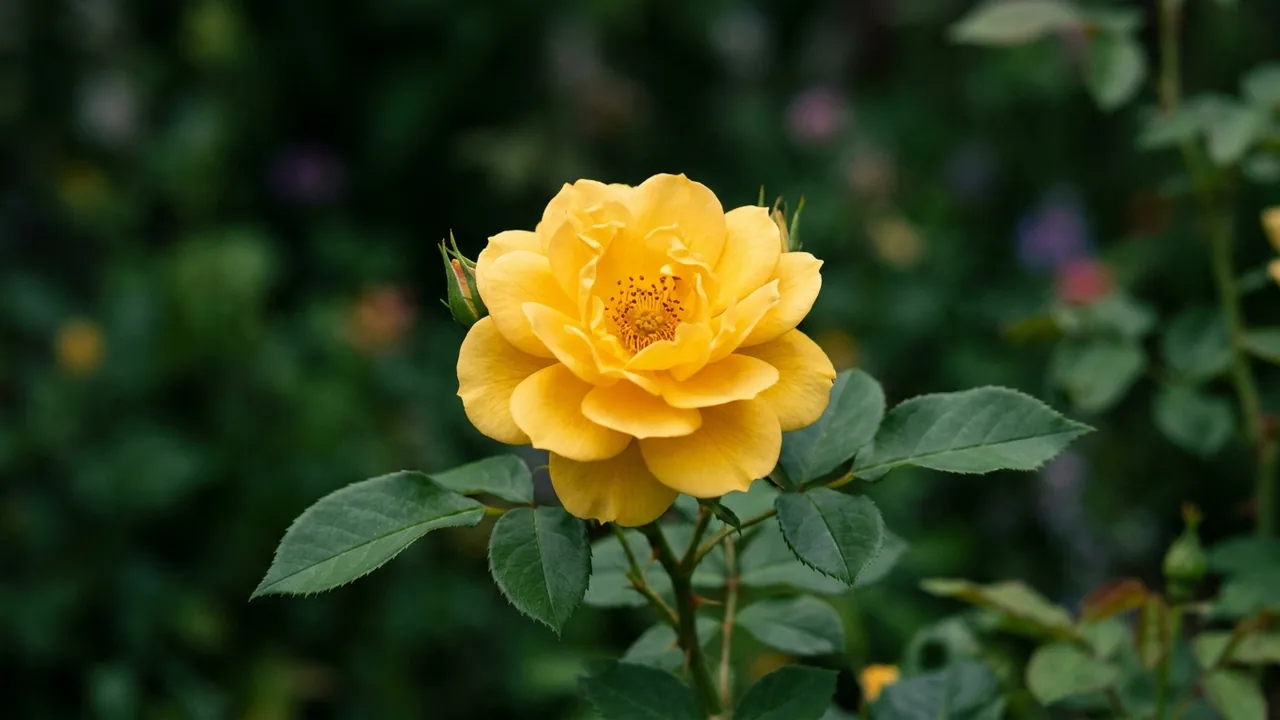 Easy Elegance Yellow Submarine Rose (Rosa 'Baiine') - yellow flowers, illustrated plant card