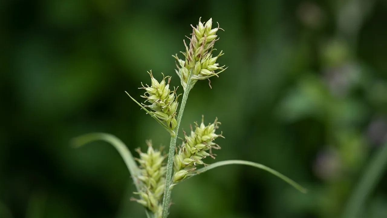 Rosy Sedge (Carex rosea) - foliage plant, illustrated plant card