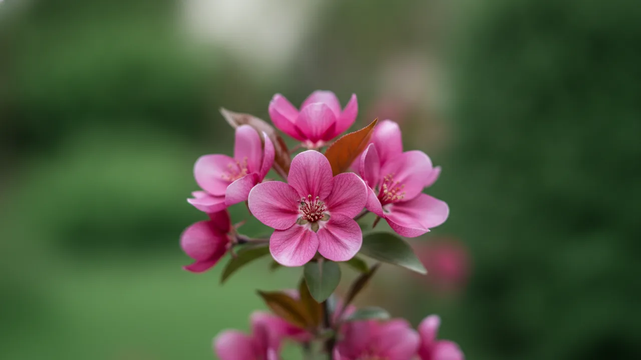 Royal Raindrops (Malus 'Royal Raindrops') - pink flowers, illustrated plant card