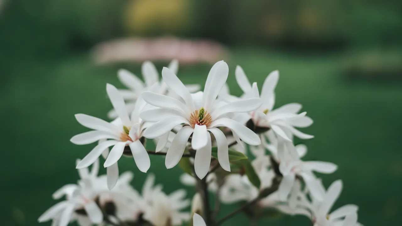 Royal Star Magnolia (Magnolia stellata 'Royal Star') - white flowers, illustrated plant card