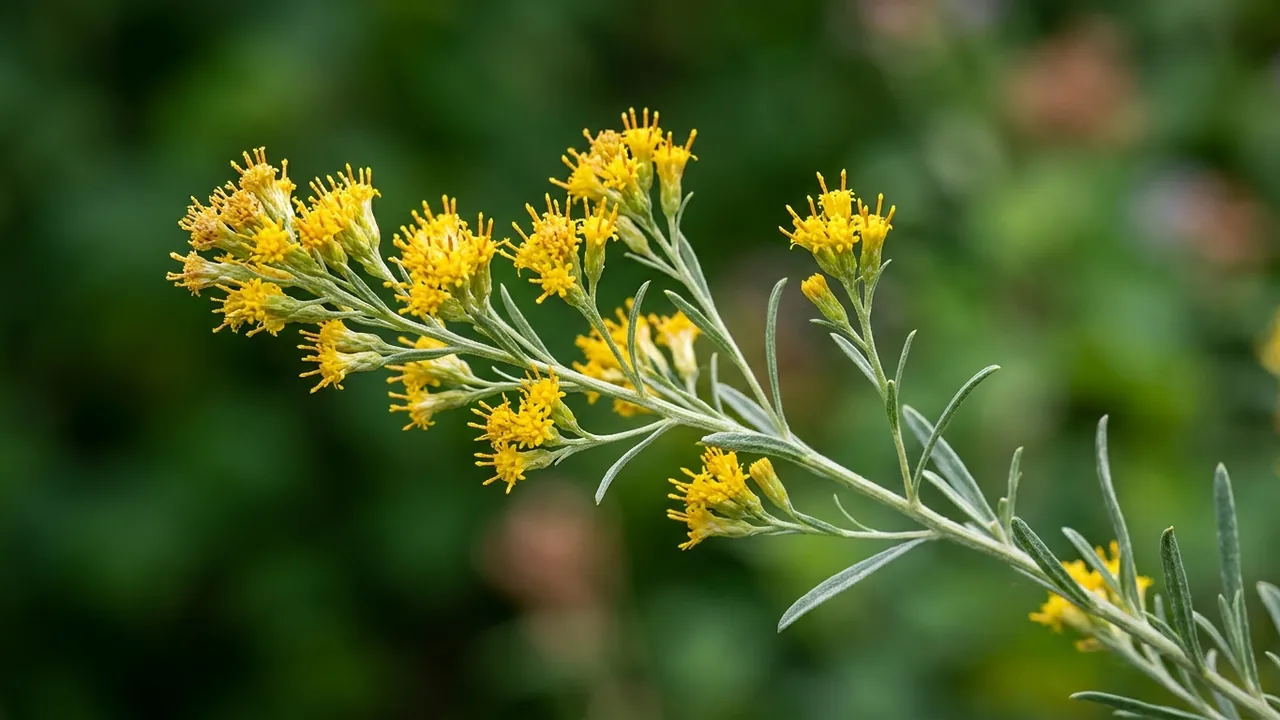 Rubber Rabbitbrush (Ericameria nauseosa) - yellow flowers, illustrated plant card