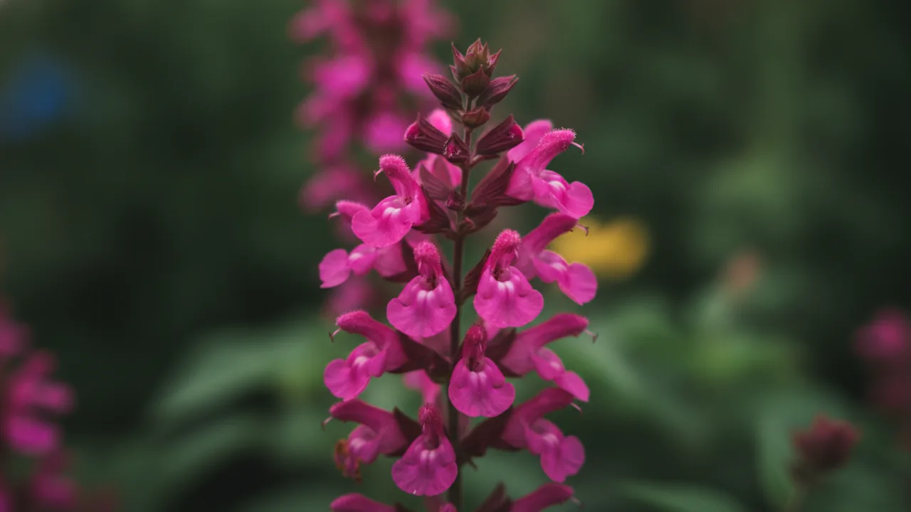 Sensation Rose (Salvia nemorosa 'Sensation Rose') - pink flowers, illustrated plant card