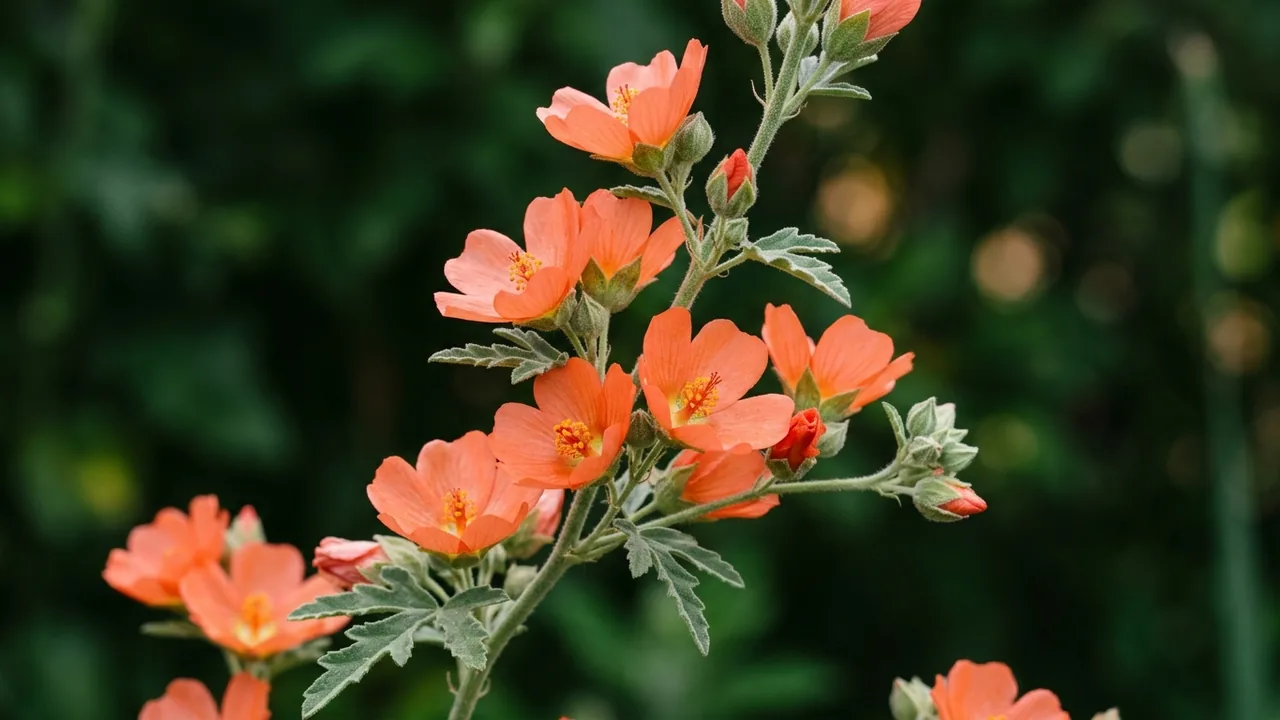 Scarlet Globemallow (Sphaeralcea coccinea) - orange flowers, illustrated plant card