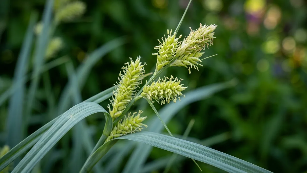 Blue Wood Sedge (Carex flaccosperma) - foliage plant, illustrated plant card