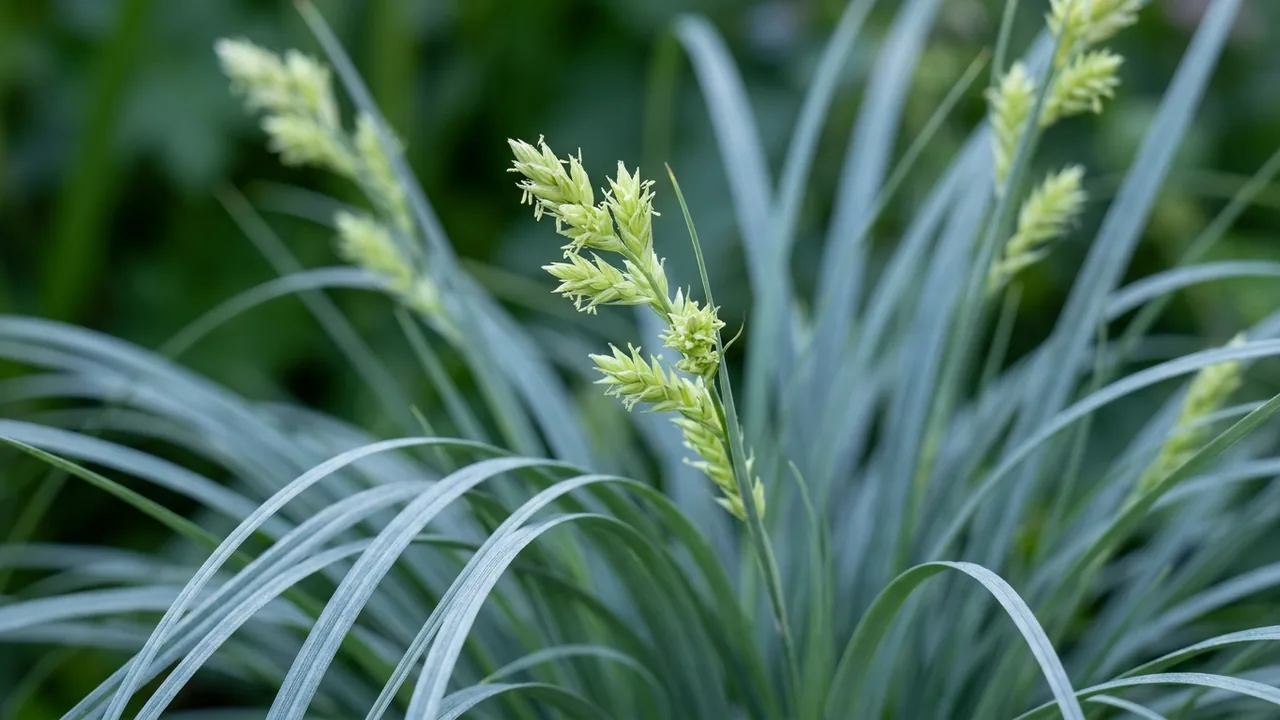 Blue Zinger Sedge (Carex flacca 'Blue Zinger') - foliage plant, illustrated plant card