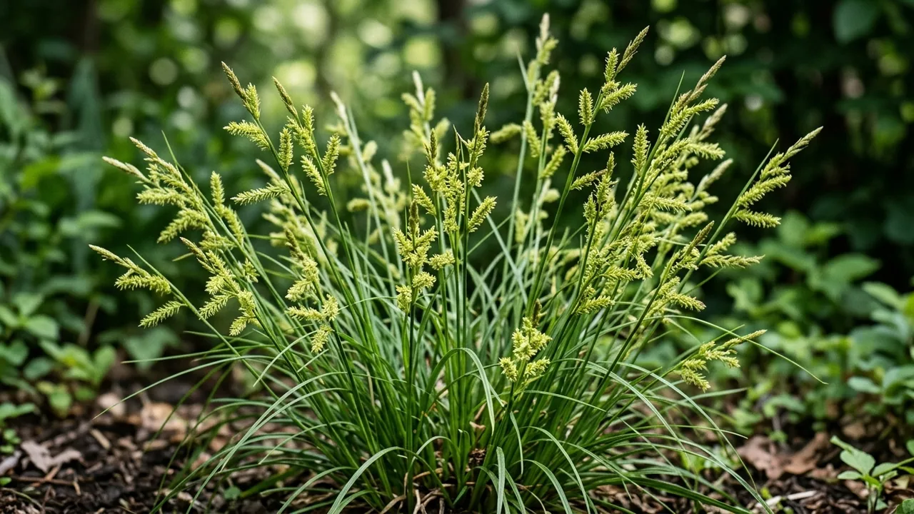 Eastern Woodland Sedge (Carex blanda) - foliage plant, illustrated plant card