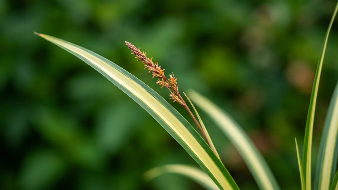 Evergold Sedge (Carex oshimensis 'Evergold') - foliage plant, illustrated plant card