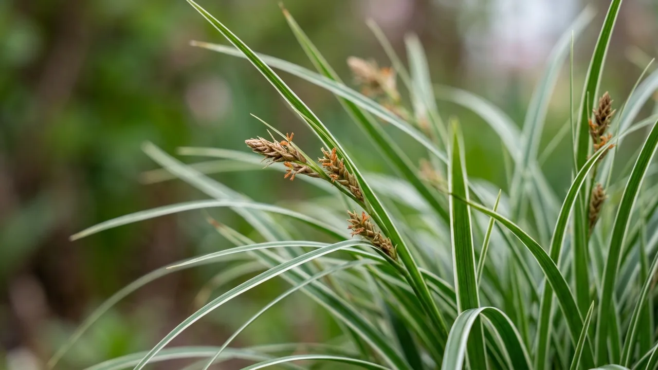 Ice Dance Sedge (Carex 'Ice Dance') - foliage plant, illustrated plant card