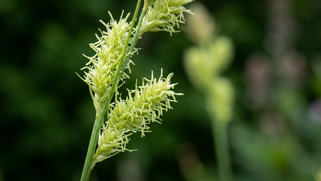 Long-Beaked Sedge (Carex sprengelii) - foliage plant, illustrated plant card