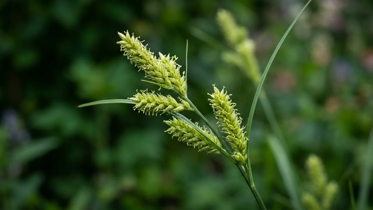 Texas Sedge (Carex texensis) - foliage plant, illustrated plant card