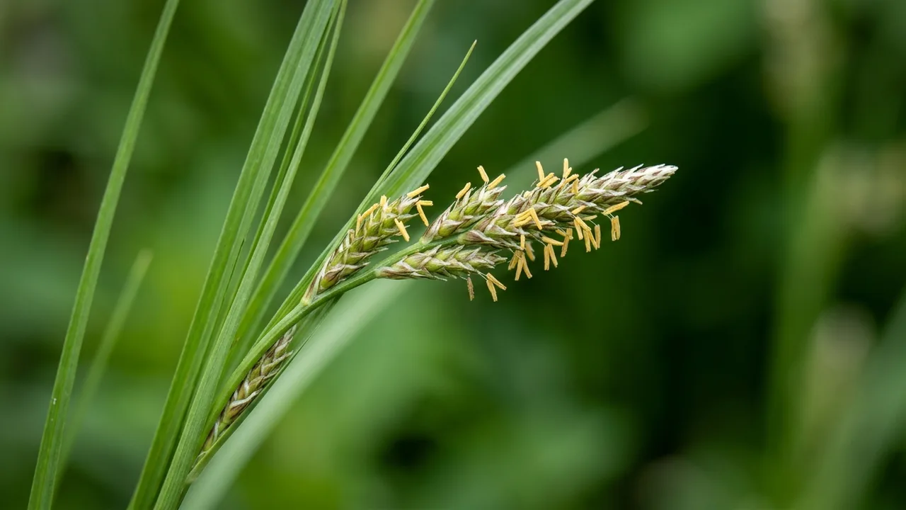 White-Tinged Sedge (Carex albicans) - foliage plant, illustrated plant card