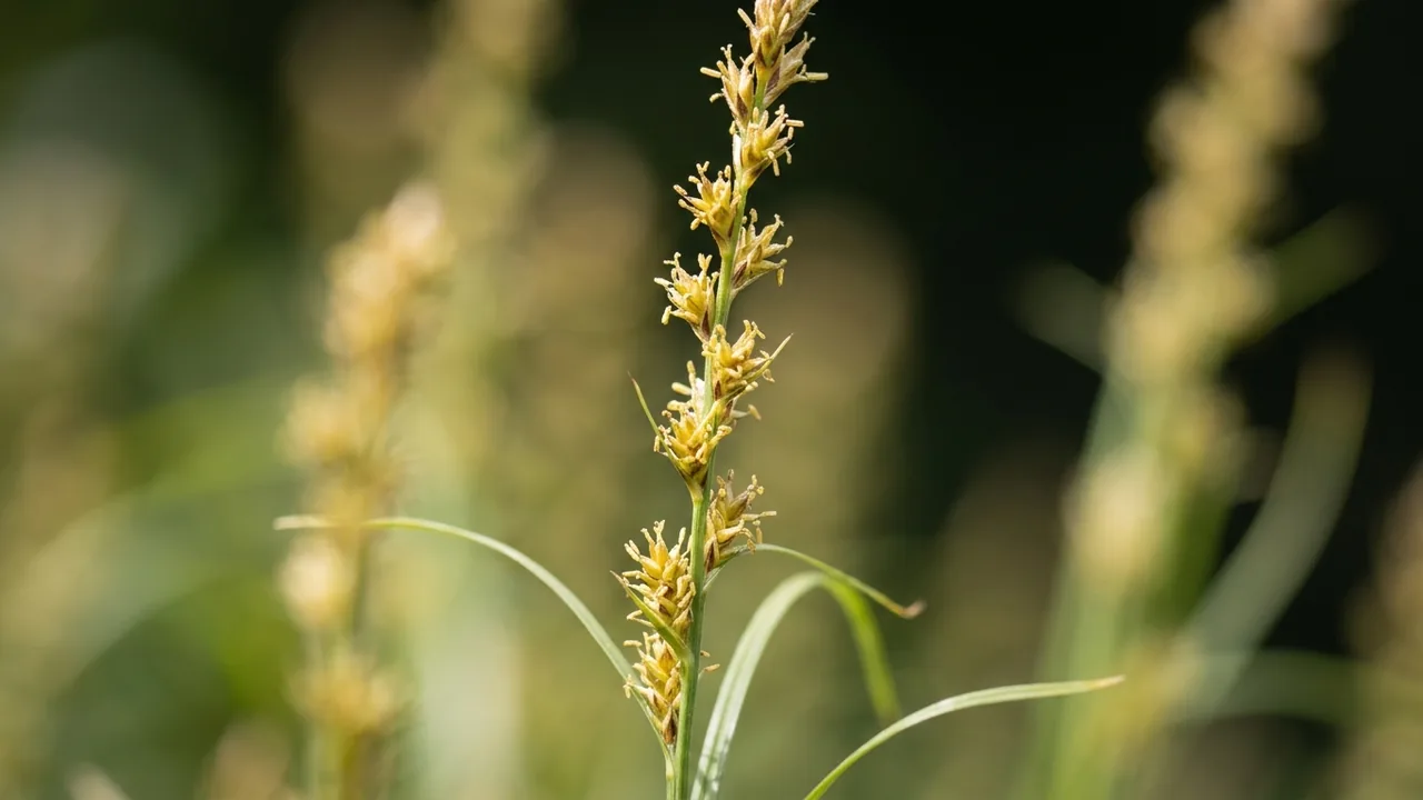 Wood's Sedge (Carex woodii) - foliage plant, illustrated plant card