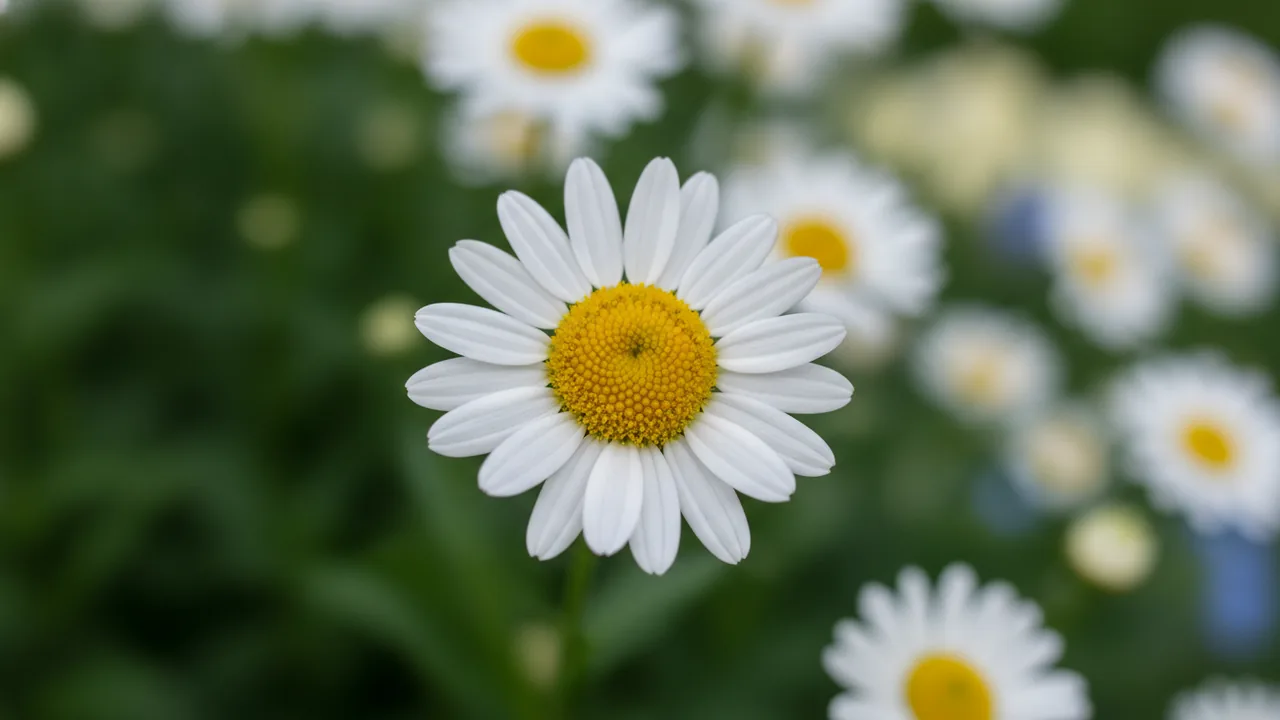 Snow Lady (Leucanthemum × superbum 'Snow Lady') - white flowers, illustrated plant card