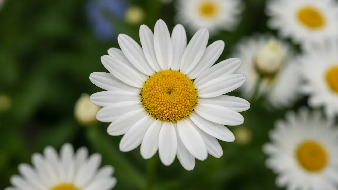 Snowcap (Leucanthemum × superbum 'Snowcap') - white flowers, illustrated plant card