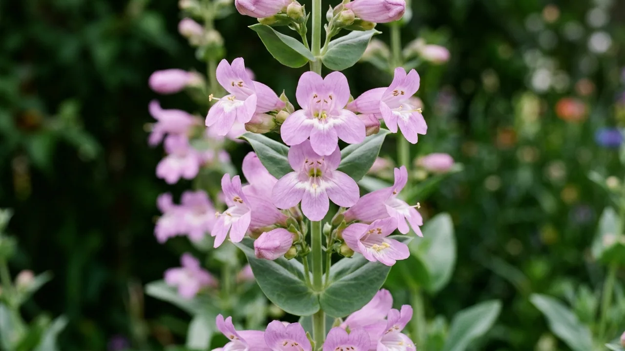 Shell-Leaf Penstemon (Penstemon bradburyi) - purple flowers, illustrated plant card