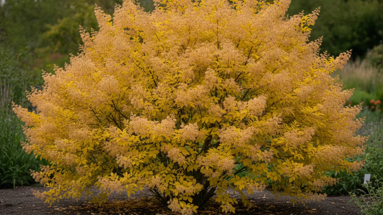 Golden Spirit (Cotinus coggygria 'Ancot') - foliage plant, illustrated plant card