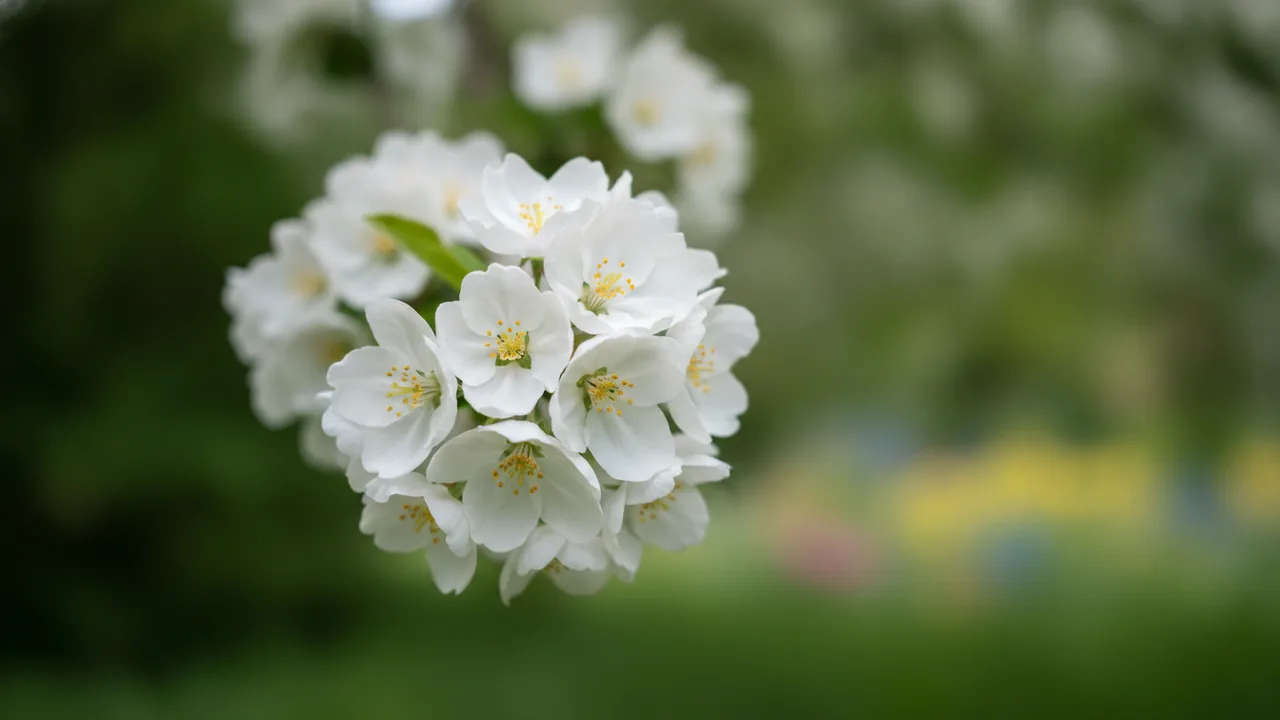 Snowdrift (Malus 'Snowdrift') - white flowers, illustrated plant card