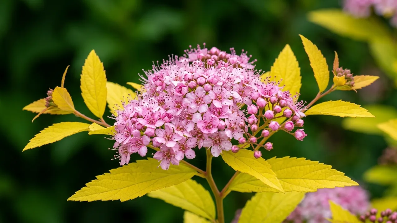Double Play Gold Spirea (Spiraea japonica 'Yan') - foliage plant, illustrated plant card