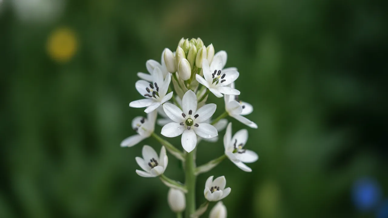 Chincherinchee (Ornithogalum thyrsoides) - white flowers, illustrated plant card