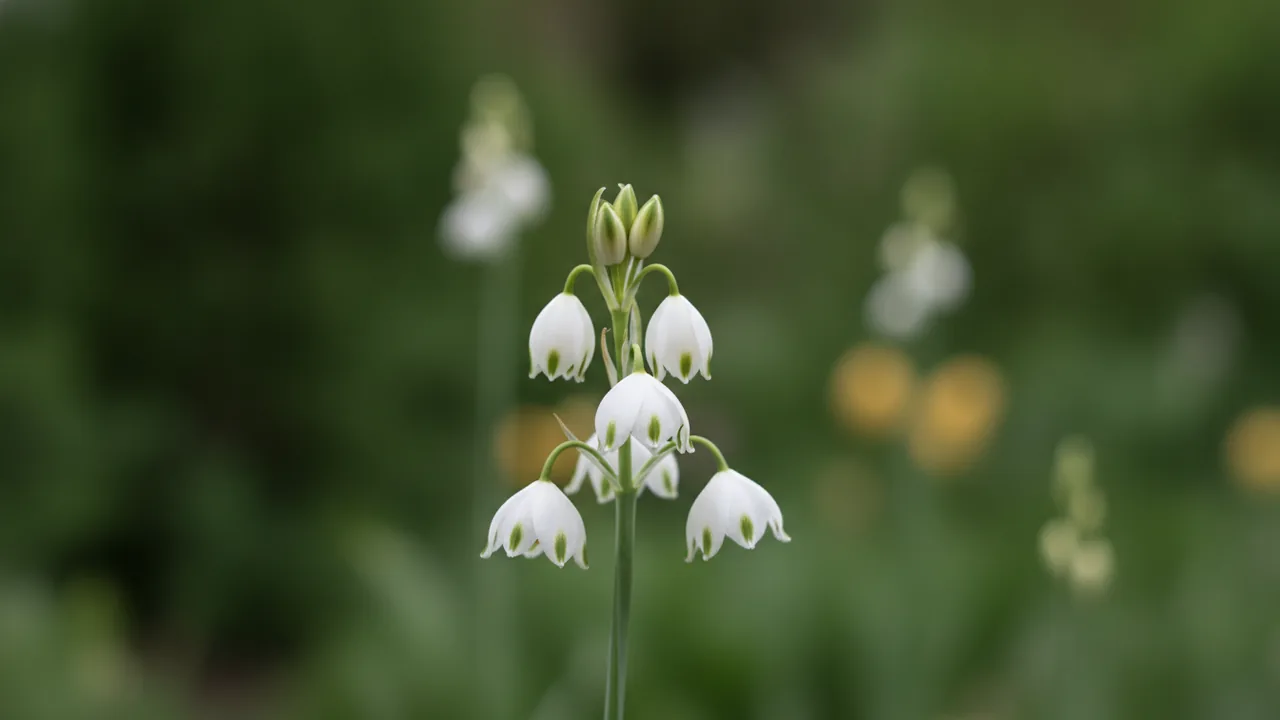 Silver Bells (Ornithogalum nutans) - white flowers, illustrated plant card