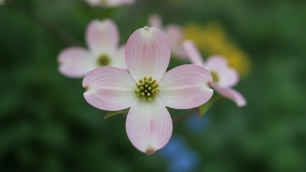 Stellar Pink (Cornus × rutgersensis 'Stellar Pink') - pink flowers, illustrated plant card