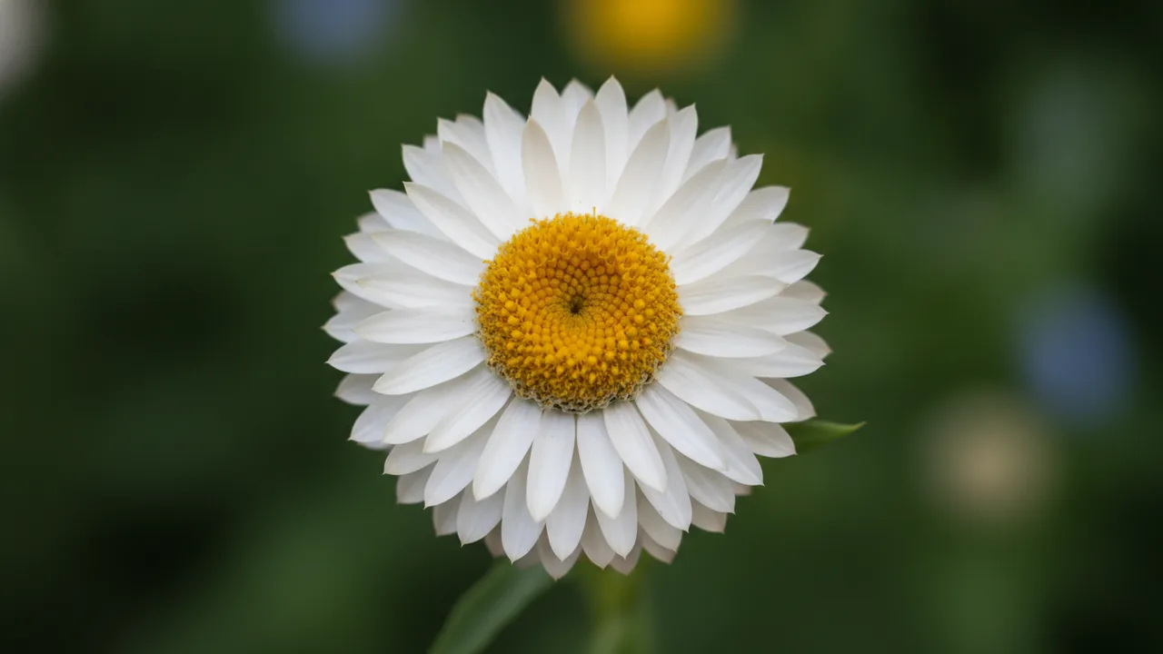 White Strawflower (Xerochrysum bracteatum) - white flowers, illustrated plant card