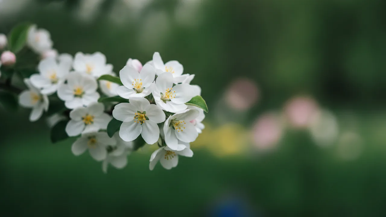 Sugar Tyme (Malus 'Sugar Tyme') - white flowers, illustrated plant card