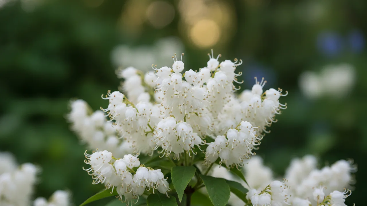 Sixteen Candles (Clethra alnifolia 'Sixteen Candles') - white flowers, illustrated plant card