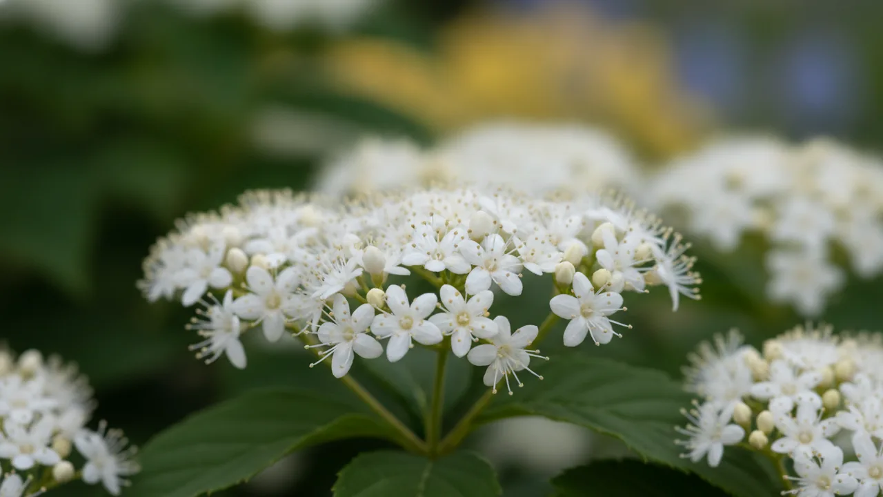 Vanilla Spice (Clethra alnifolia 'Caleb') - white flowers, illustrated plant card