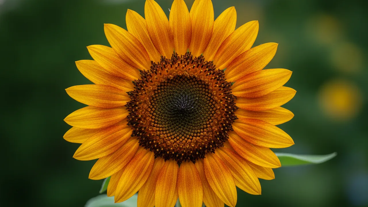 Autumn Beauty (Helianthus annuus 'Autumn Beauty') - orange flowers, illustrated plant card