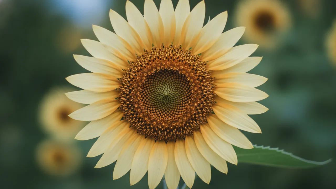 Italian White (Helianthus annuus 'Italian White') - white flowers, illustrated plant card