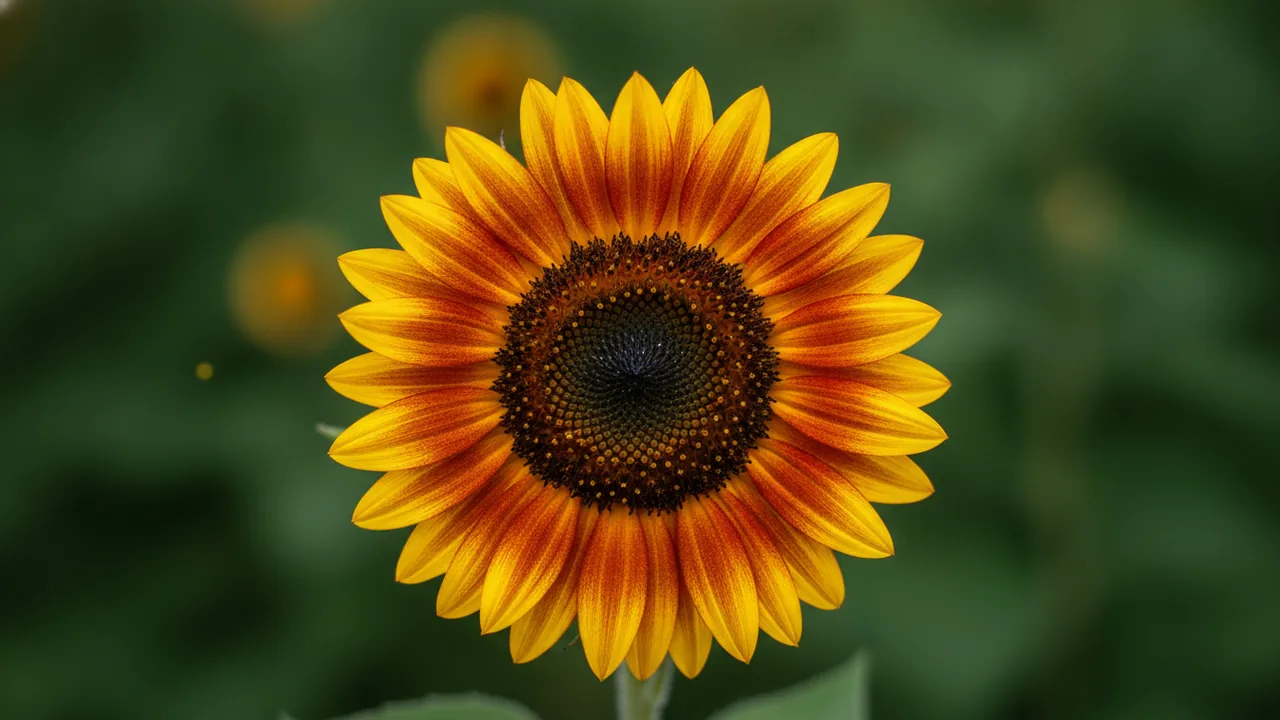 Ring of Fire (Helianthus annuus 'Ring of Fire') - red flowers, illustrated plant card