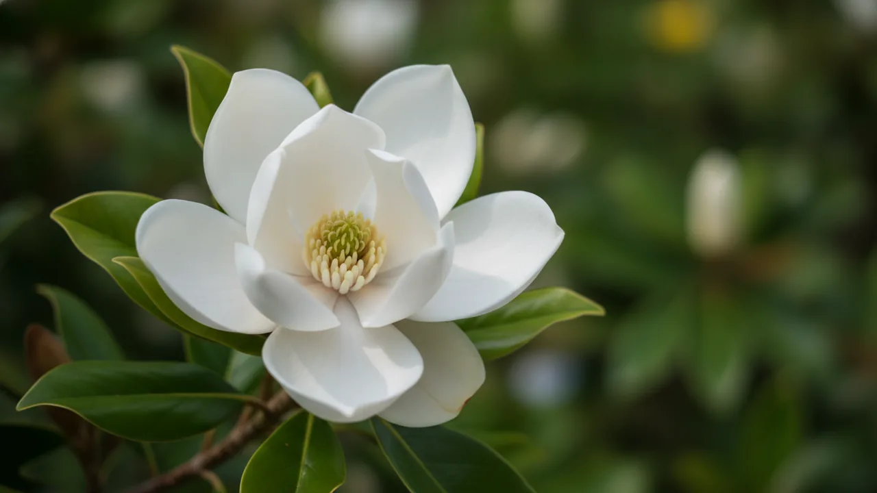 Sweetbay Magnolia (Magnolia virginiana) - white flowers, illustrated plant card