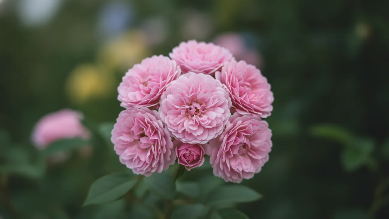 The Fairy (Rosa 'The Fairy') - pink flowers, illustrated plant card