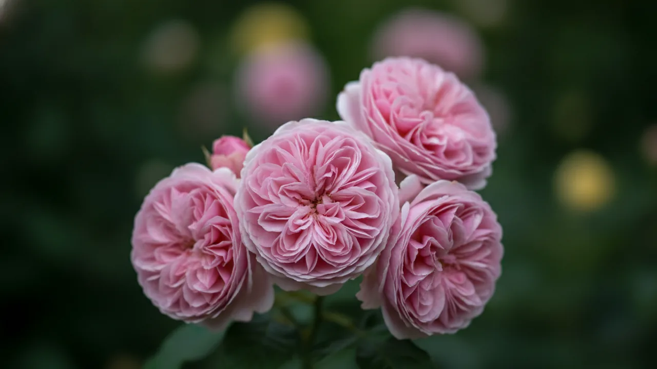The Generous Gardener (Rosa 'Ausdrawn') - pink flowers, illustrated plant card